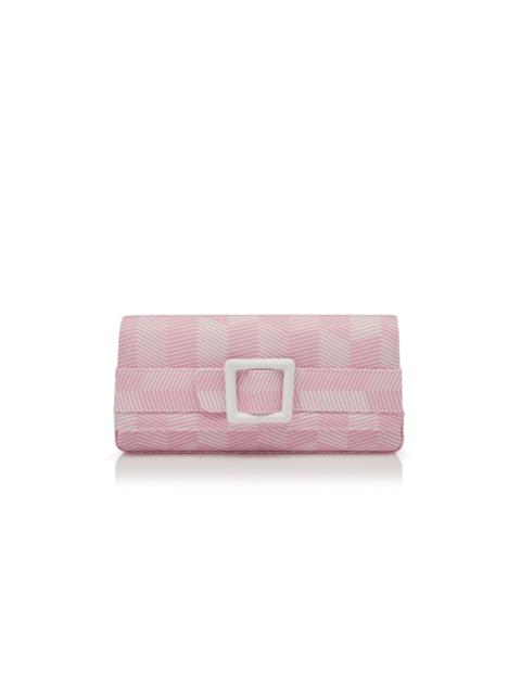 Pink and White Grosgrain Buckle Clutch