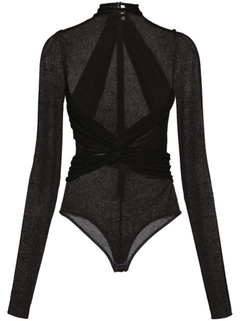 FERRAGAMO high-neck semi-sheer bodysuit