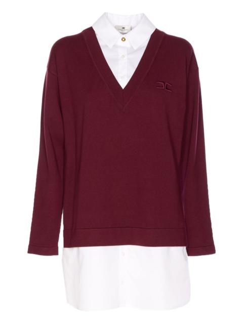 ELISABETTA FRANCHI embroidered logo V-neck dress