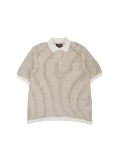 BEAMS PLUS Knit Polo 'Washi' 2 Tone Off White