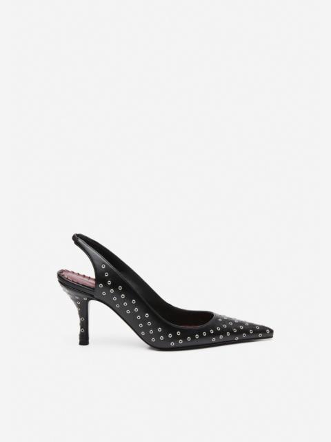 MAGDA BUTRYM Low slingback pumps in studded black leather