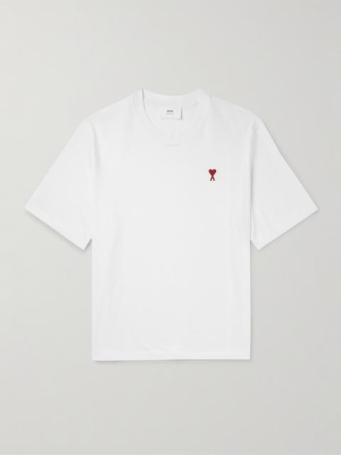 AMI Paris Logo-Embroidered Organic Cotton-Jersey T-Shirt