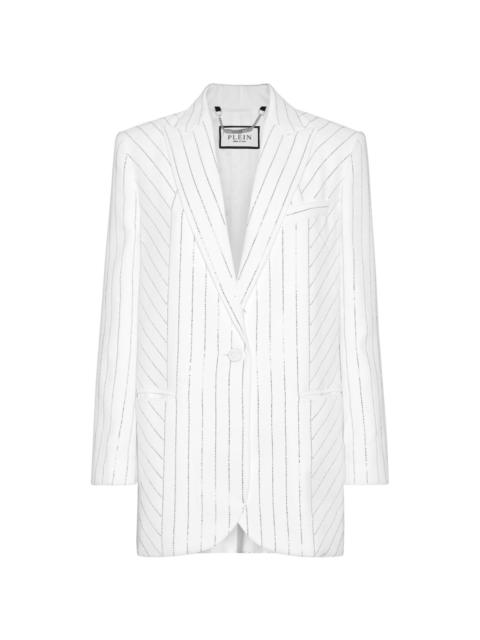 PHILIPP PLEIN crystal-pinstripe cady blazer