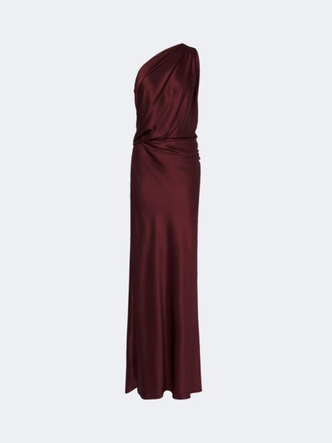 THE SEI Draped one-shoulder silk satin gown