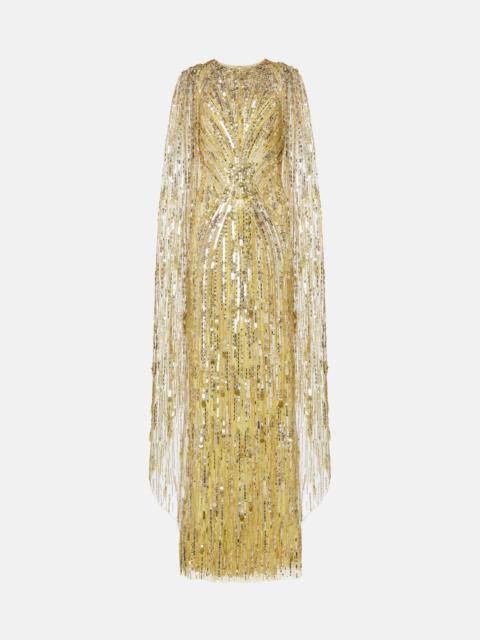 JENNY PACKHAM Elio embellished caped gown