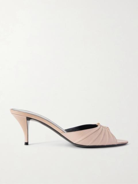 SAINT LAURENT Babylone Embellished Gathered Leather Mules