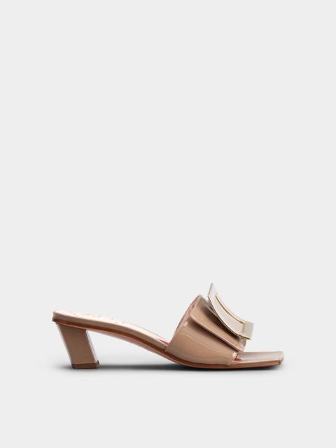 Roger Vivier Love Metal Buckle Mules in Patent Leather