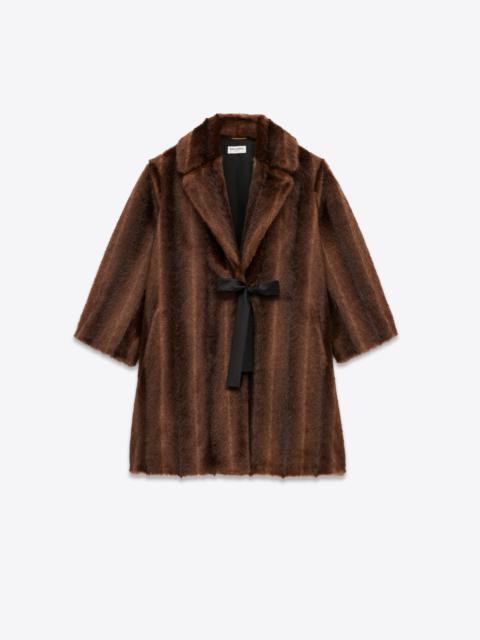 SAINT LAURENT swing coat in animal-free fur
