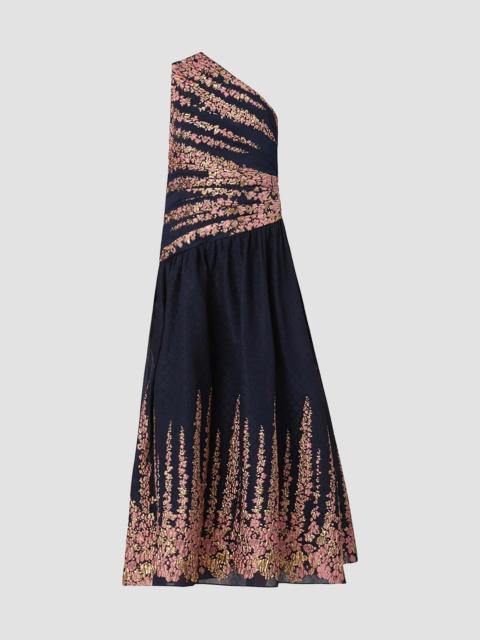 Shoshanna Women's Henderson One-Shoulder Cocktail Dress - Navy Coral Gold