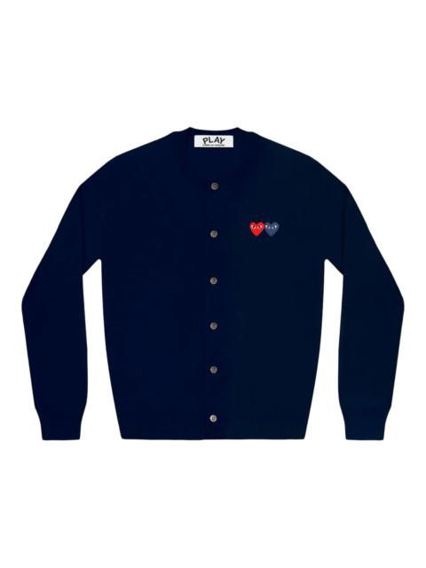 Comme des Garçons PLAY Round-Neck Double Burgundy Emblem Cardigan Unisex