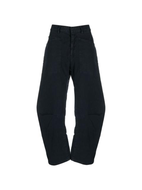 concealed-fastening cotton straight trousers