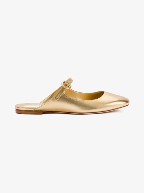 Larroudé Blair Flat Mule In Gold Metallic Leather