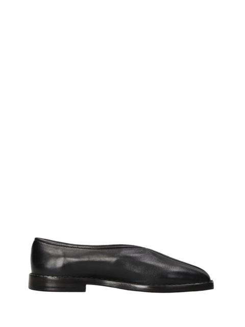 Lemaire FLAT PIPED SLIPPERS (BLACK/DARK CHOCOLATE)