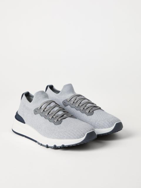 【送料&関税込】Brunello Cucinelli Cotton Knit, Washed Suede Brunello Cucinelli Cotton knit sneakers - Men | MZUKISO250CW751