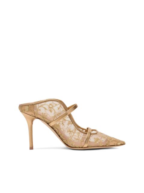 MALONE SOULIERS Maureen gold flower-embroidered mules