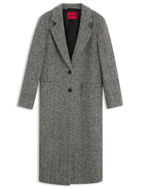 HUGO RELAXED-FIT COAT WITH HERRINGBONE PATTERN
