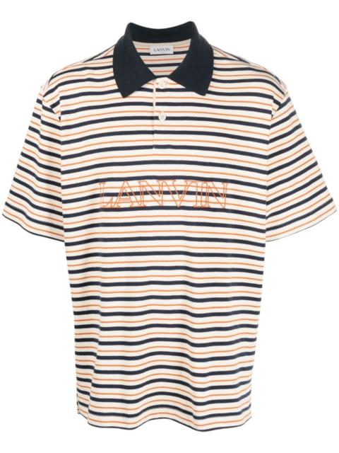 Lanvin logo-embroidered striped polo shirt