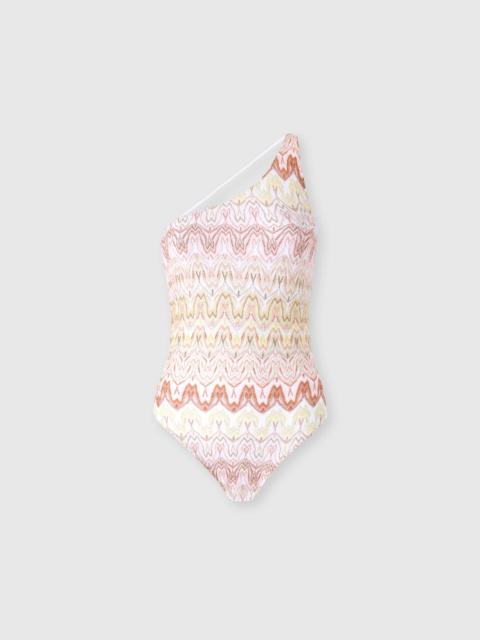 Missoni One-shoulder swimsuit with space-dye lace pattern