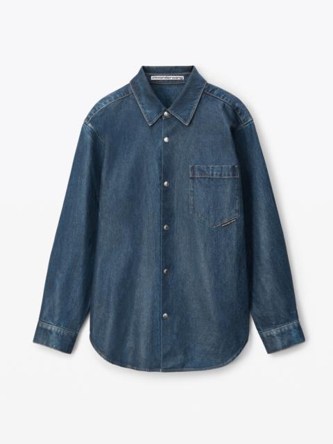 Alexander Wang OVERSIZED SHIRT IN COATED DENIM