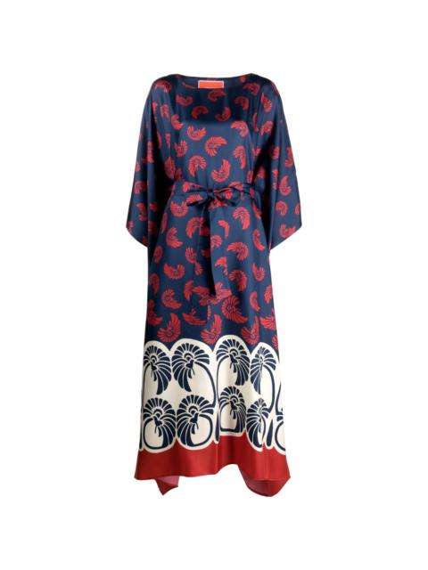 Square Kaftan floral-print silk maxi dress