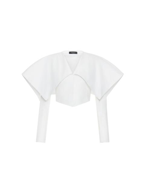 A.W.A.K.E. MODE Collared Stretch-Poplin Cropped Blazer white