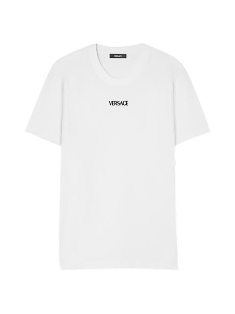 VERSACE Men's Logo Embroidered Cotton Crewneck T-Shirt - Optical White