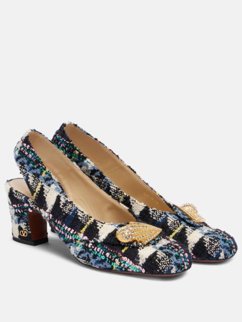 Valentino Adamantine 60 tweed slingback pumps