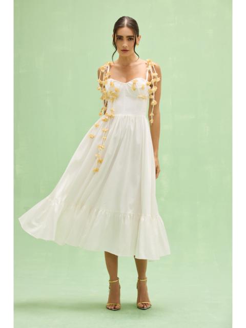 PatBO TRICOLINE LOTUS MIDI DRESS