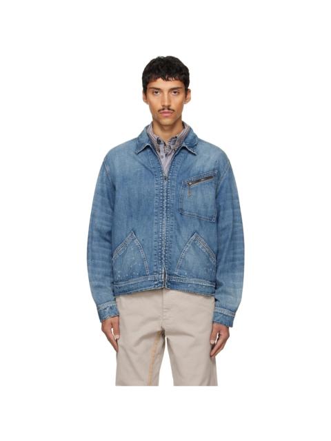 Maison Margiela Blue Zipped Denim Jacket