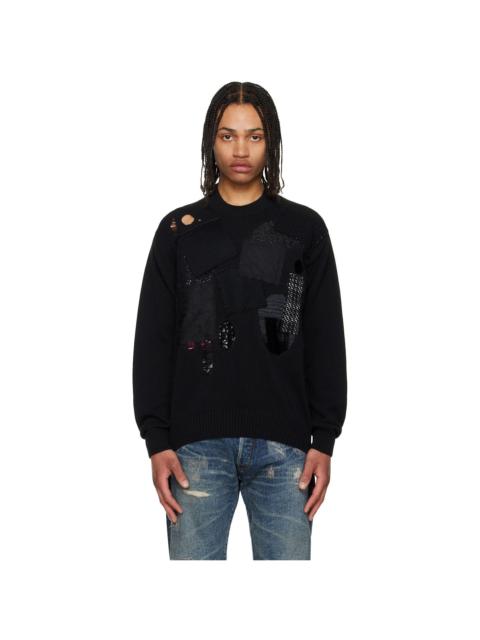 Junya Watanabe MAN Black Cotton Jersey Patchwork Knit Sweater