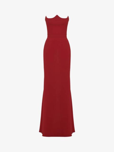 Alexander McQueen Women's Peak Corset Evening Dress in Blood Red