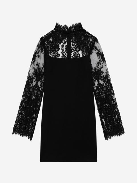 The Kooples SHORT DRESS WITH BLACK LACE