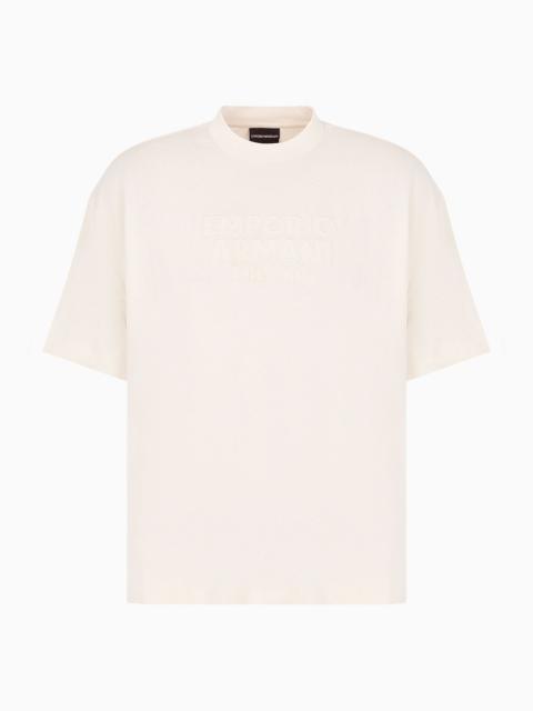 EMPORIO ARMANI Oversize, heavyweight jersey T-shirt with embroidered logo