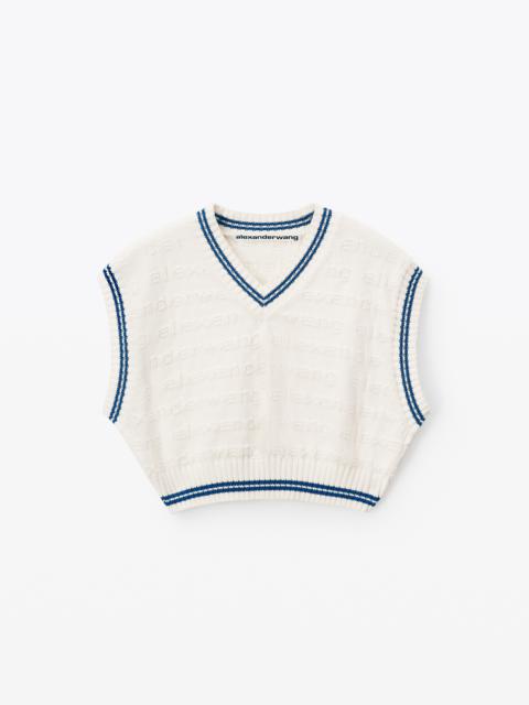 Alexander Wang CROPPED V-NECK VEST IN COMPACT COTTON