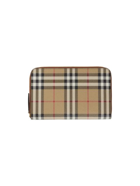 Beige Check Travel Wallet