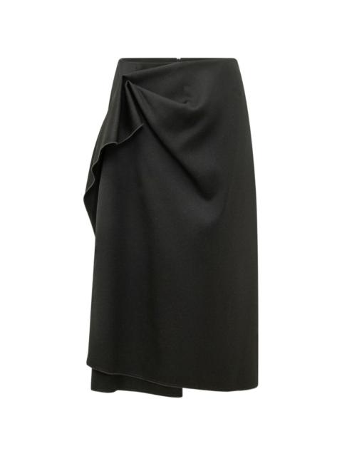 Lanvin draped-effect wool midi skirt