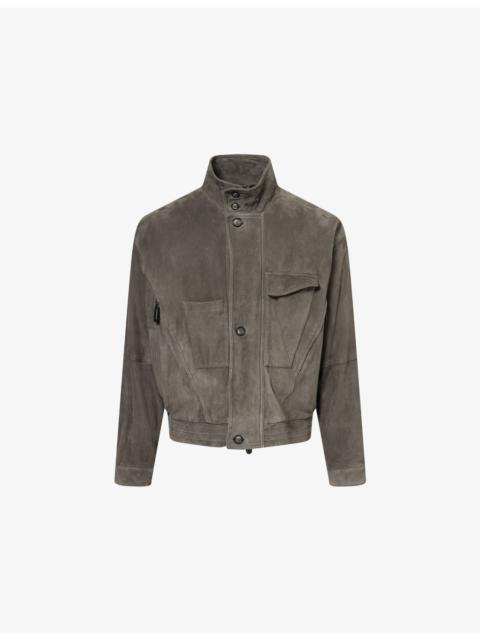 GIORGIO ARMANI Stand-Collar Multi-Pocket Suede Jacket