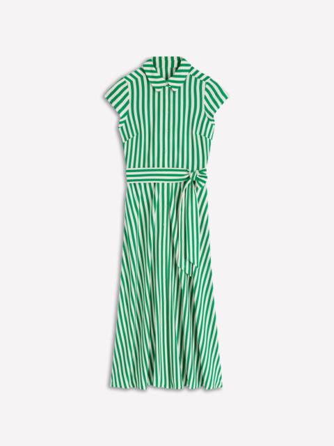 BODEN Marcia Jersey Shirt Dress-Green and Ivory Stripe