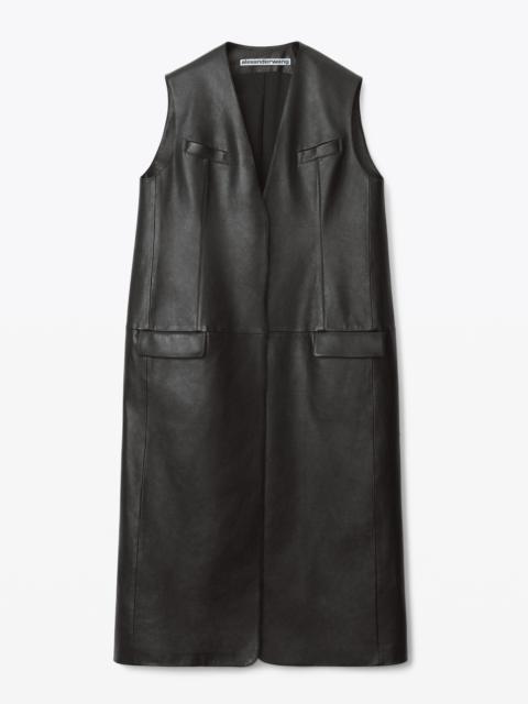 Alexander Wang SLEEVELESS TAILORED COAT IN MOTO LEATHER