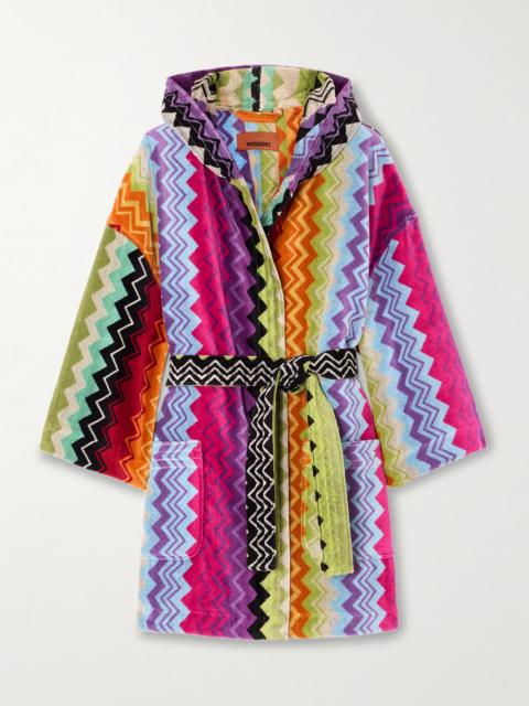 Missoni Giacomo Hooded Belted Striped Cotton-terry Robe