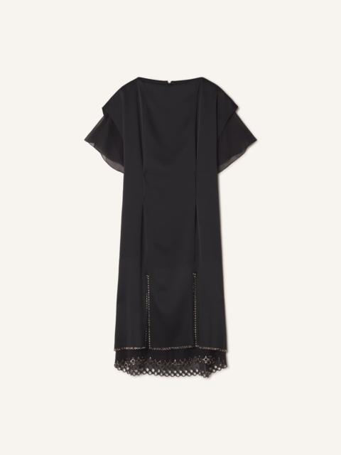 Lanvin EMBROIDERED MIDI DRESS IN SATIN
