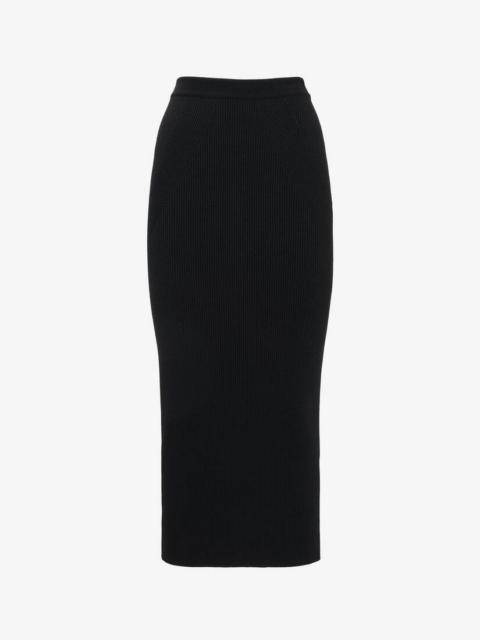 Alexander McQueen Women's Ribbed-knit Pencil Skirt in Black