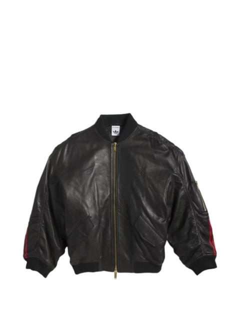 X Willy Chavaria logo-embroidered leather jacket