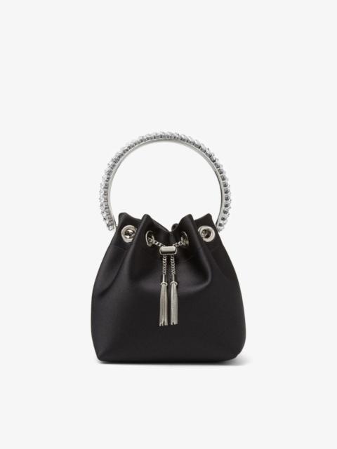 JIMMY CHOO Bon Bon
Black Satin Bag with Crystal Handle