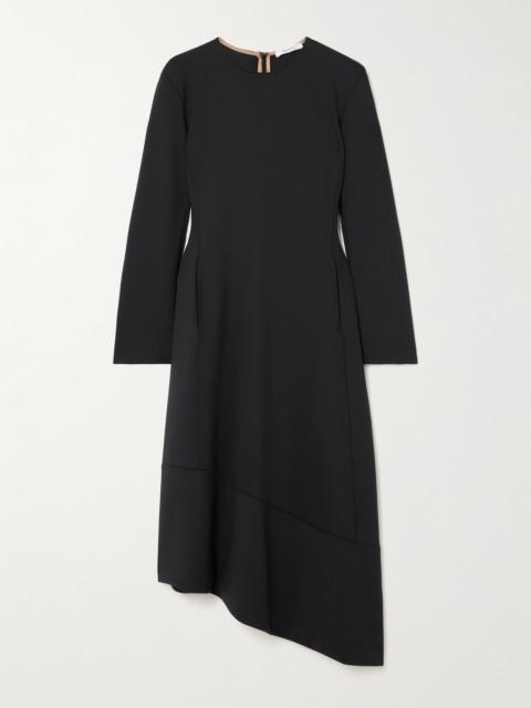 Max Mara Asymmetric satin midi dress Black