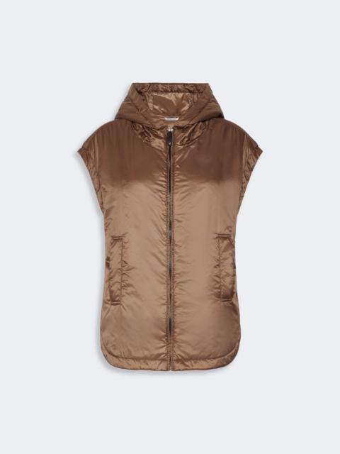 Max Mara AMBRA Padded, hooded gilet in water-repellent canvas - MUD