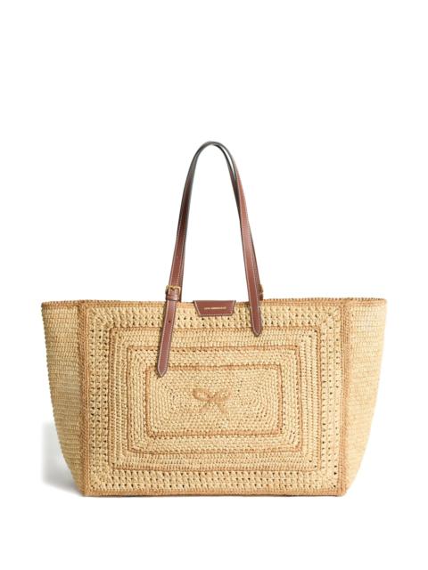 Anya Hindmarch Anya Hindmarch EW BOW TOTE IN NATURAL RAFFIA