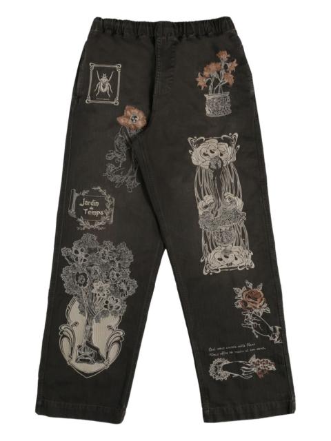 samuel zelig Jardin embroidered trousers