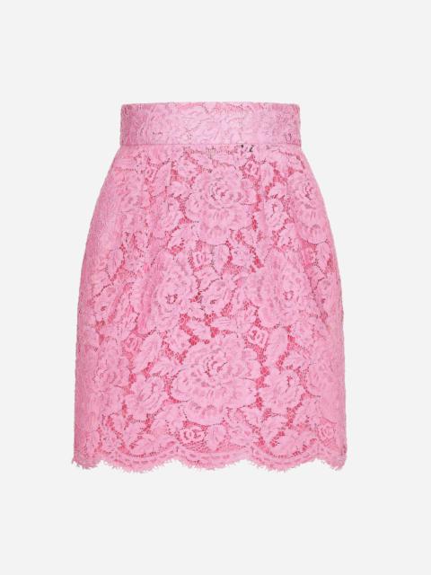 Dolce & Gabbana Branded floral cordonetto lace miniskirt