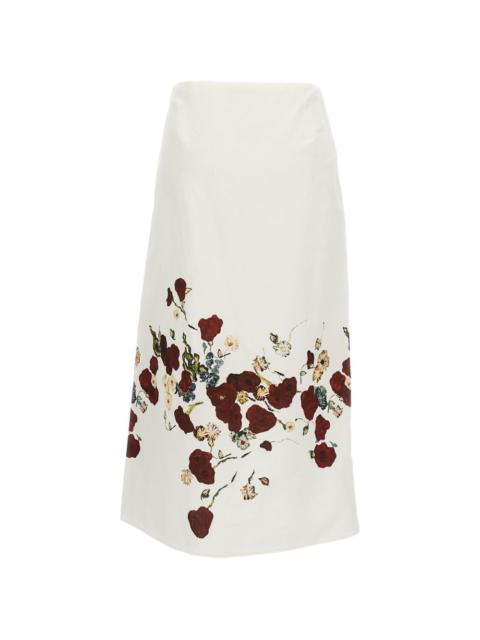 KHAITE floral-print midi skirt